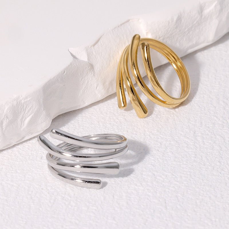 Geometric Line Open Ring