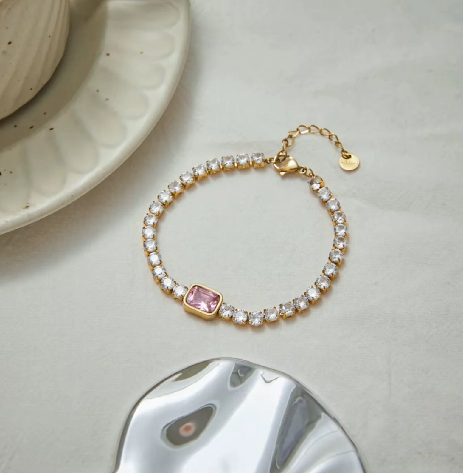 Rose Glow Tennis Bracelet