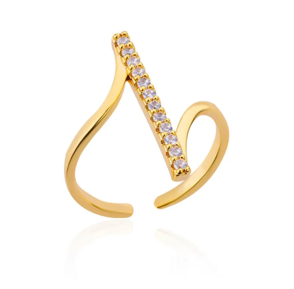 Geometric Zircon Wave Ring