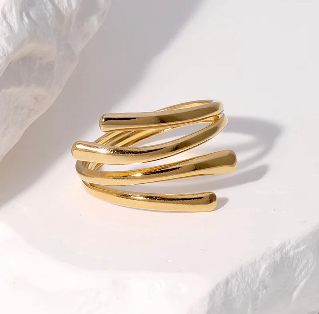 Geometric Line Open Ring