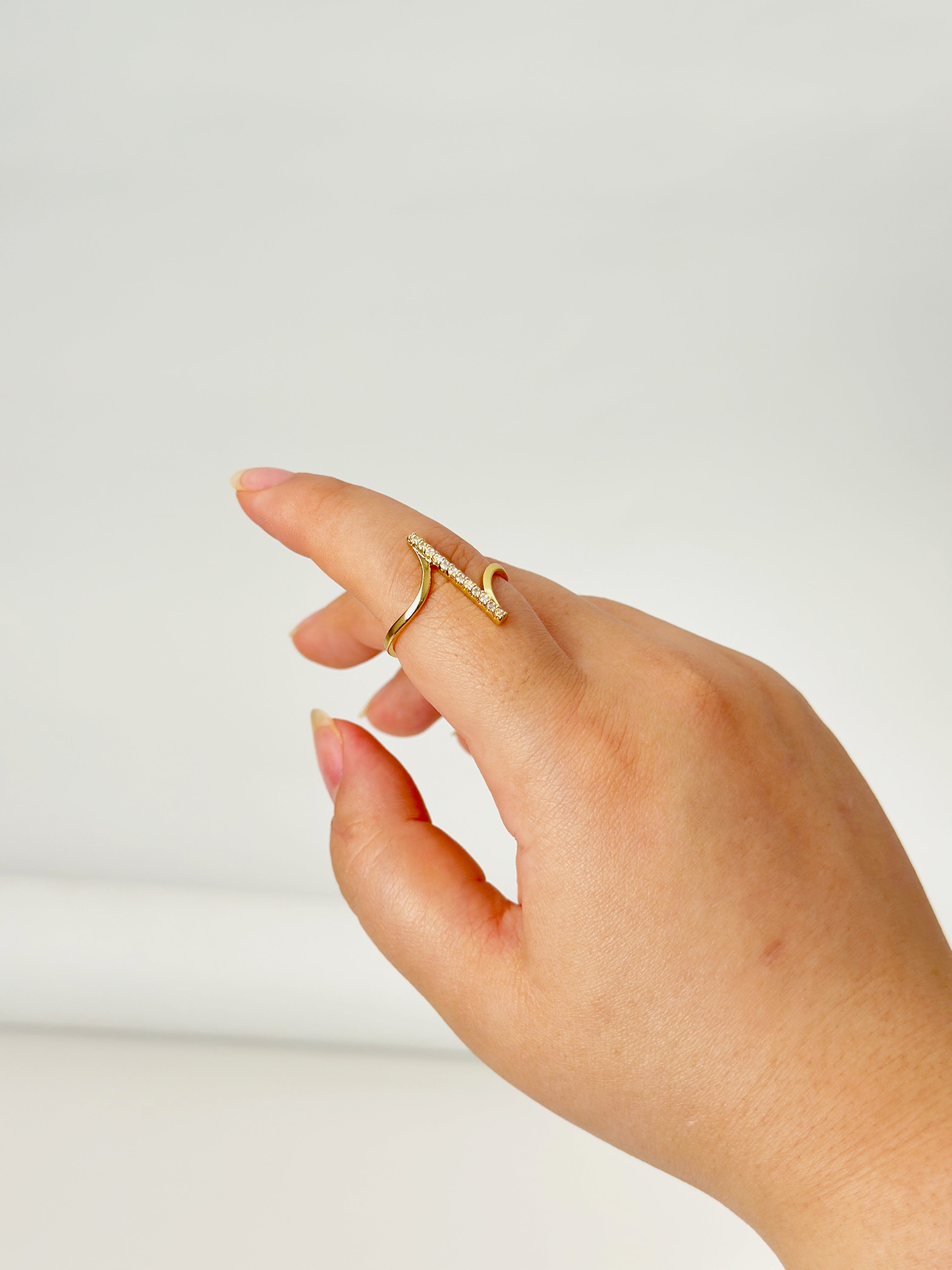 Geometric Zircon Wave Ring