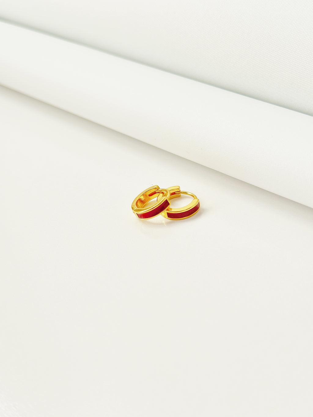 Ruby Enamel Mini Hoops