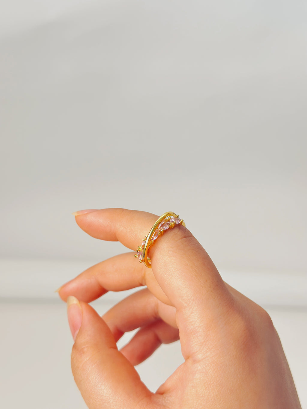 Pink Zircon Open Ring